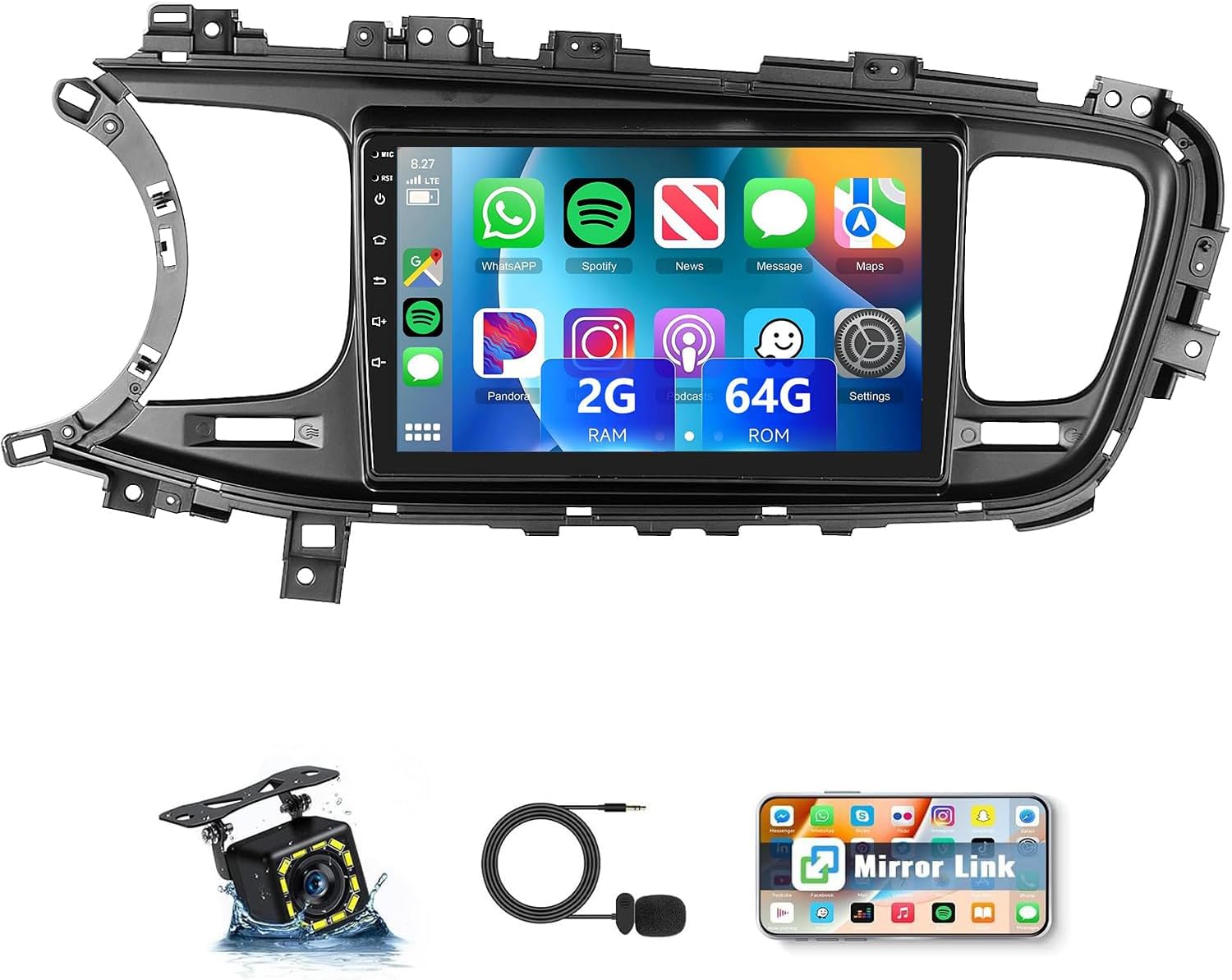 Android 15 Car Stereo for Kia Optima K5 2011 2012 2013 2014 2015, 9 Inch IPS AHD Touch Screen Car Radio with Wireless CarPlay Android Auto, GPS FM/SWC Bluetooth 720P Backup Camera 2+64G