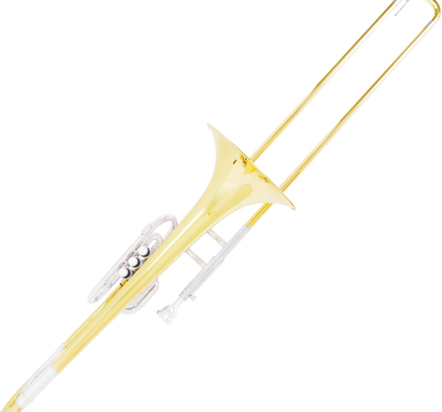 Cecilio Intermediate Bb Valve/Slide Trombone, Brass Trombone Instrument with Mouthpiece, White Gloves, Cleaning Kit, Golden