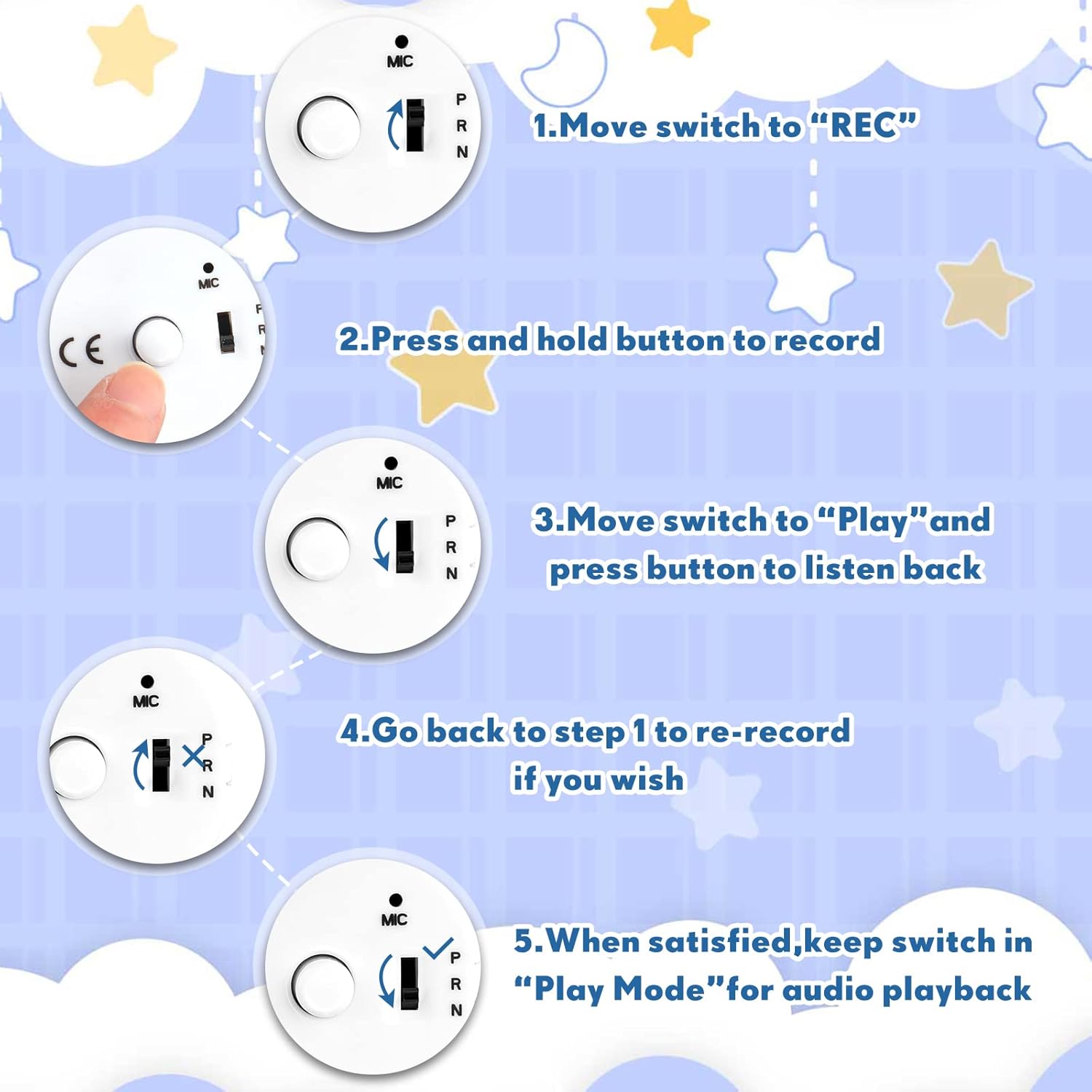 Fabbay 20 Pieces 20 Second Voice Recorder for Stuffed Animal, Sound Recorder Box Recordable Button Module Recording Device Record Custom Message Music for Plush Doll Stuffed Bear Toy Pillow