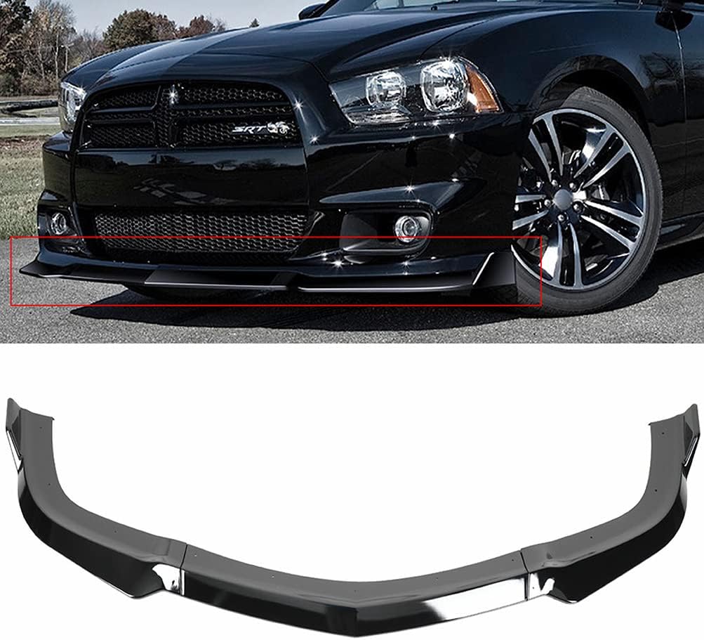 ECCPP SXT Style Front Bumper Lip PP Fits For 2011-2014 for Dodge Charger Front Lip Spoiler Glossy Black Front Bumper Protector