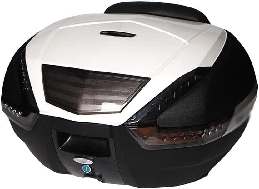 Motorcycle Trunk Travel Luggage Storage Box, Top Case with Mounting Plate, Large Capacity, Waterproof, Anti-Noise, Anti-Theft 48L (Color : Black)