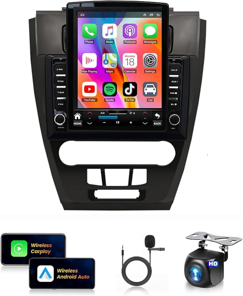 4+64G Car Stereo Compatible with Ford Fusion 2010 2011 2012 Radio Upgrade 9.7 inch Touch Screen with Wireless Carplay Android Auto AHD Backup Camera Mirror Link GPS SWC WiFi FM