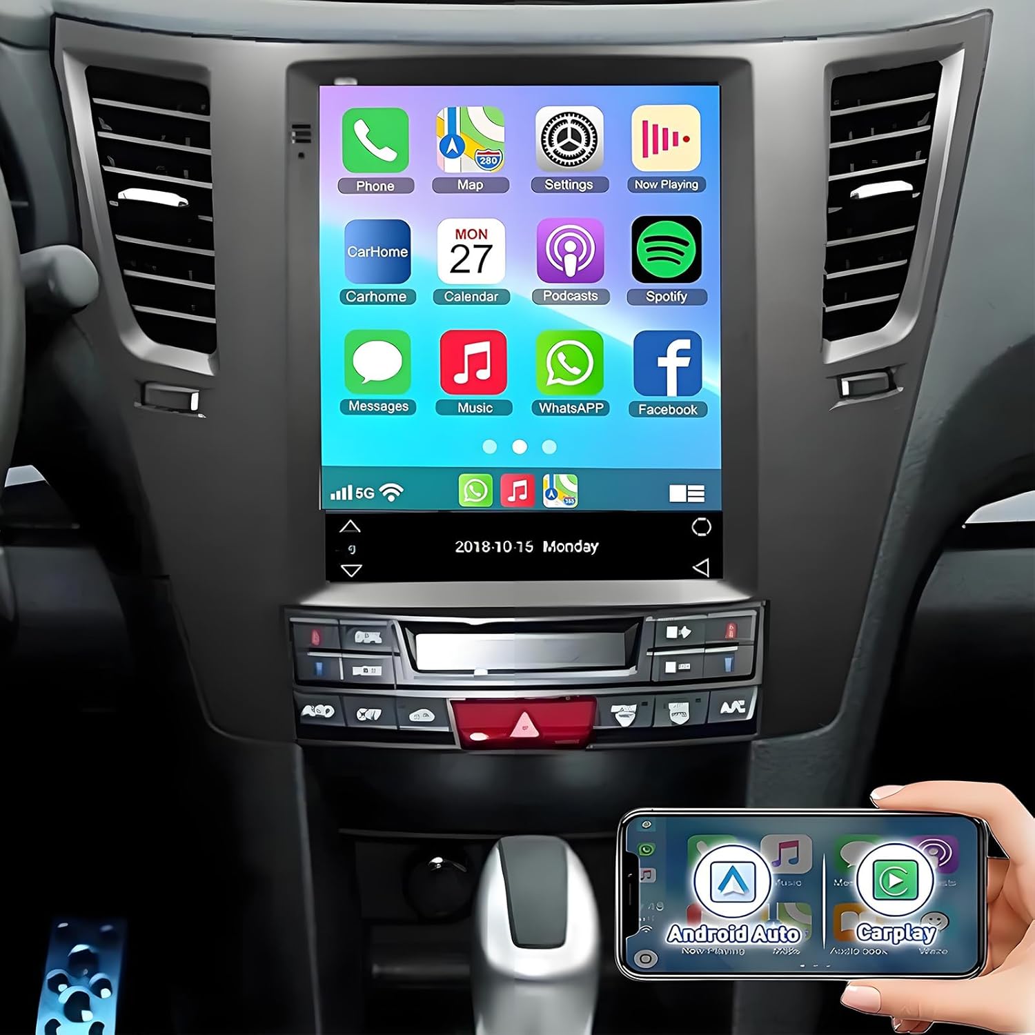 Car Stereo for Subaru Outback Legacy 2010-2014 with Wireless Carplay Android Auto,9.7'' HD Touchscreen Android 14 Car Radio Stereo with Backup Camera Bluetooth AM/FM/RDS Wi-Fi GPS,2+32G