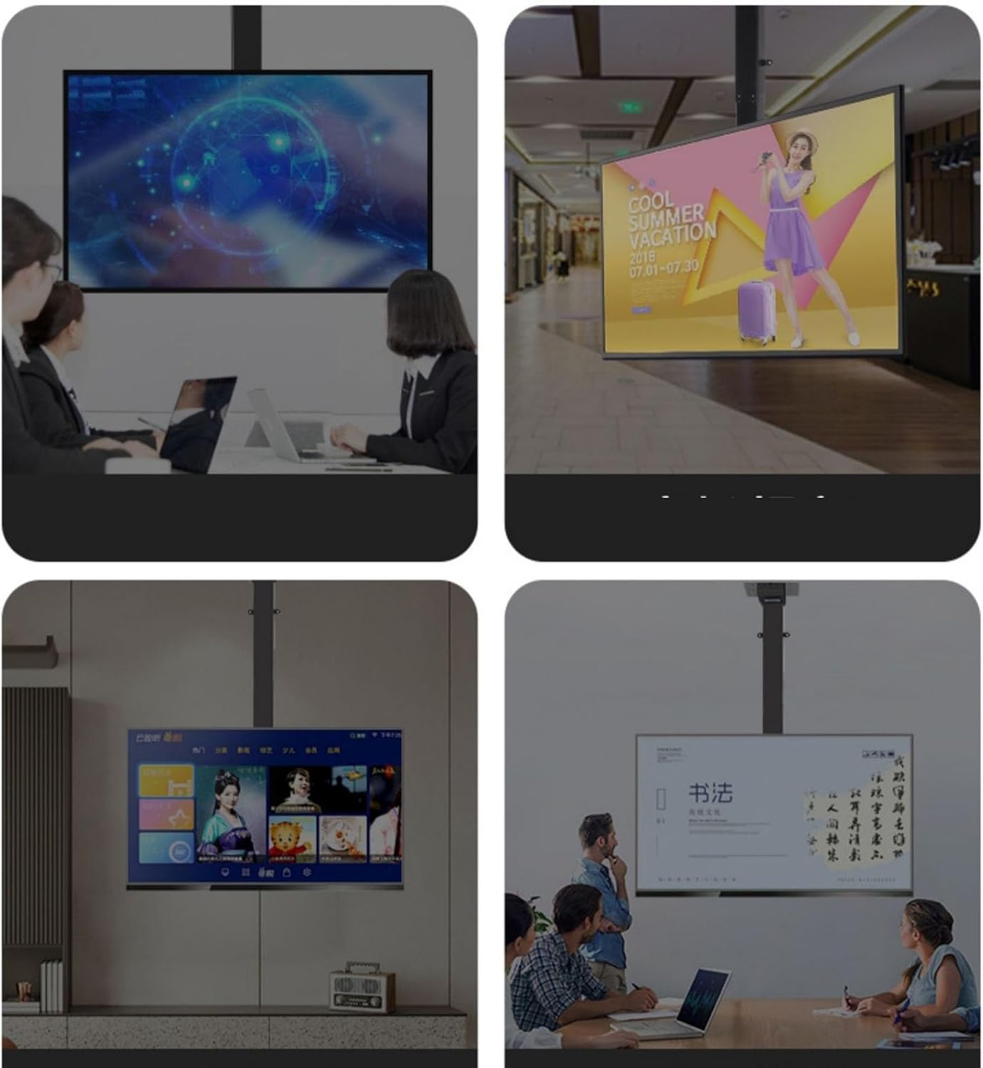 TV Monitor Wall Mount,TV Wall Mount,TV Floor Stand - Ceiling TV Mount, 360° Manual Rotation Drop Down TV Lift, with Remote Control Motorized TV Mount, Telescopic Electric TV Lift, Fits 32-75 Inch Moto