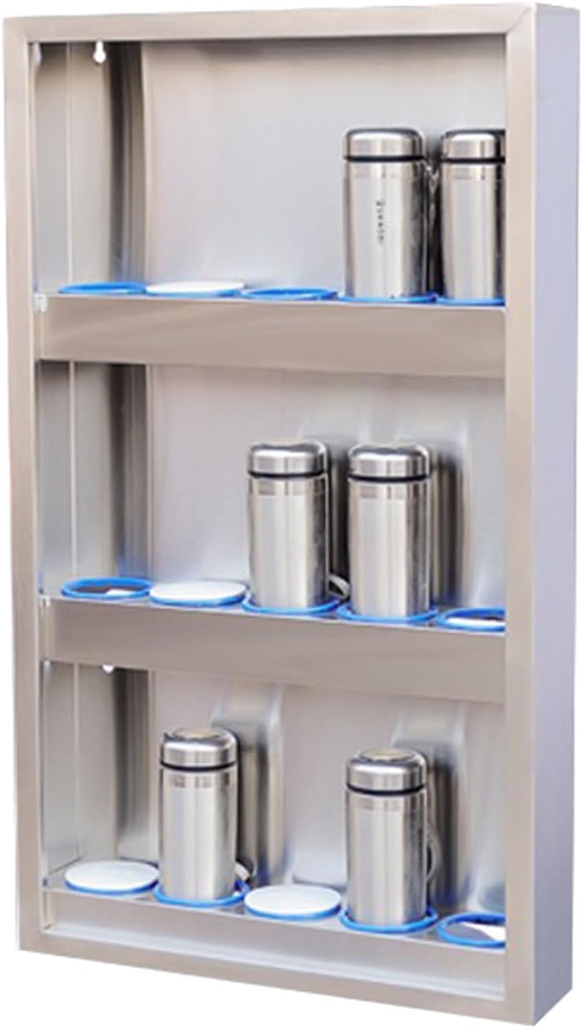 2/3 Layer Wall Mounted Stainless Steel Water Bottle Holder, Employee Cup Storage Organizer,304 Stainless Steel Cup Holder Display Stand for Shopping Malls Factory Restaurant