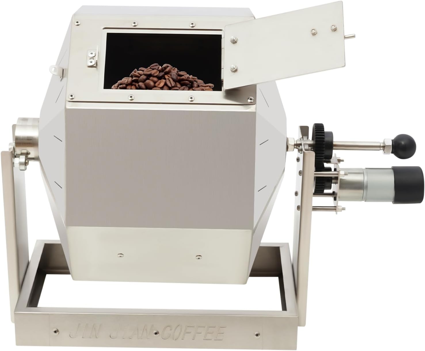 Coffee Bean Roaster, 14.5L/3.83Gal Electric Coffee Bean Baker Peanut Roaster Stainless Steel Electric Peanut Roaster Commercial Automatic Rotary Gas Burner Drum Roaster Machine for Home Restaurant