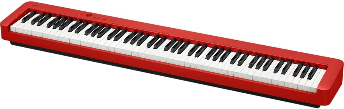 Casio CDP-S160 88-Key Compact Digital Piano Keyboard with Touch Response, Red Bundle with H&A Studio Headphones, Stand, Bench, Sustain Pedal