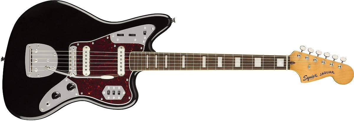 Squier Classic Vibe 70s Jaguar Electric Guitar, with 2-Year Warranty, Black, Laurel Fingerboard