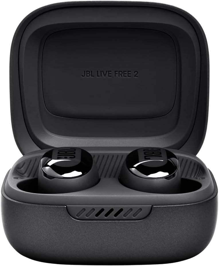 JBL Live Free 2 - True Wireless Noise Cancelling Earbuds, Up to 35hrs of Playtime, 6 mics for Perfect Calls with Zero Noise, IPX5 Waterproof, Oval Tubes for Better Comfort, Isolation, & bass (Black)