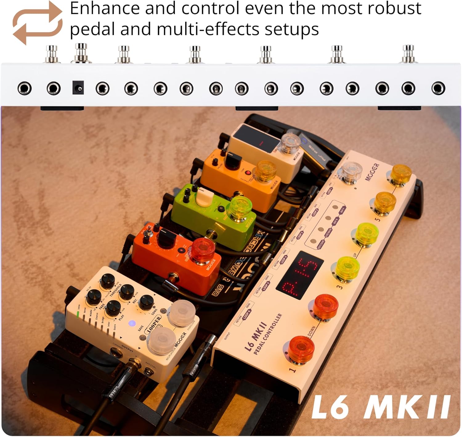 MOOER L6 MKII Pedal Controller for Electric Guitar Bass Guitar Pedalboard Switcher with Air P05 Wireless System
