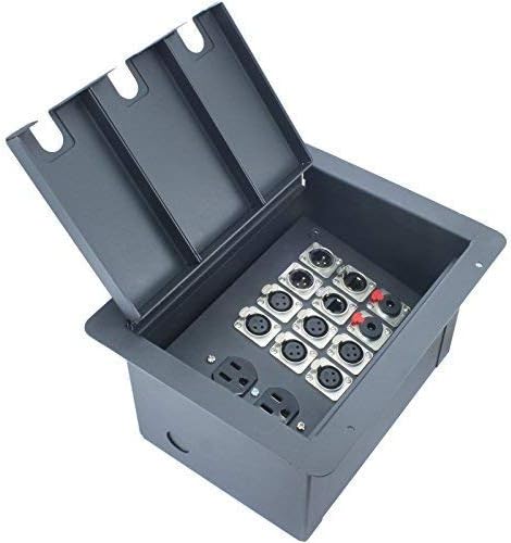 Recessed Stage Floor Box with 6 XLR Female, 2 XLR Male, 2 Ethernet, 2 TRS + Duplex AC (Floor Box)