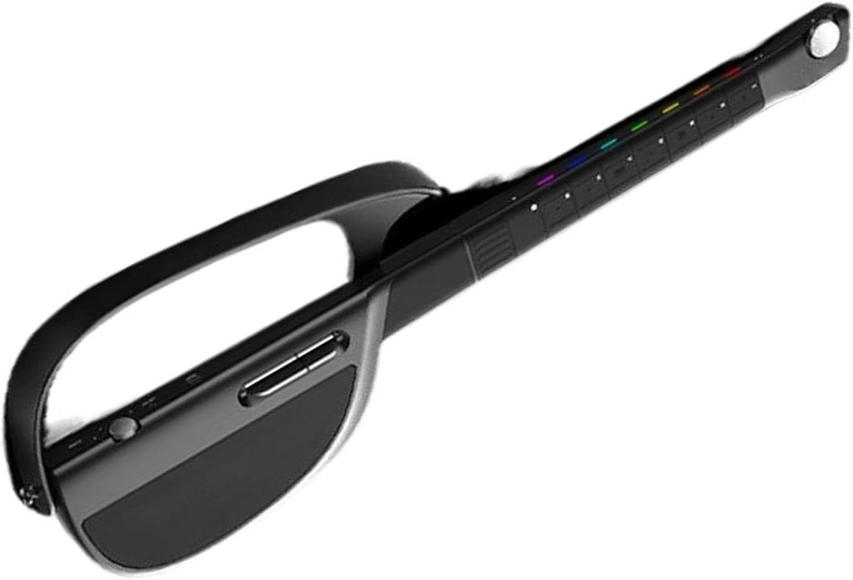 Tangxi Black Stringless Guitar, Automatic Playing, Interactive Music Scores, 100+ Rhythm Patterns, Long Battery Life