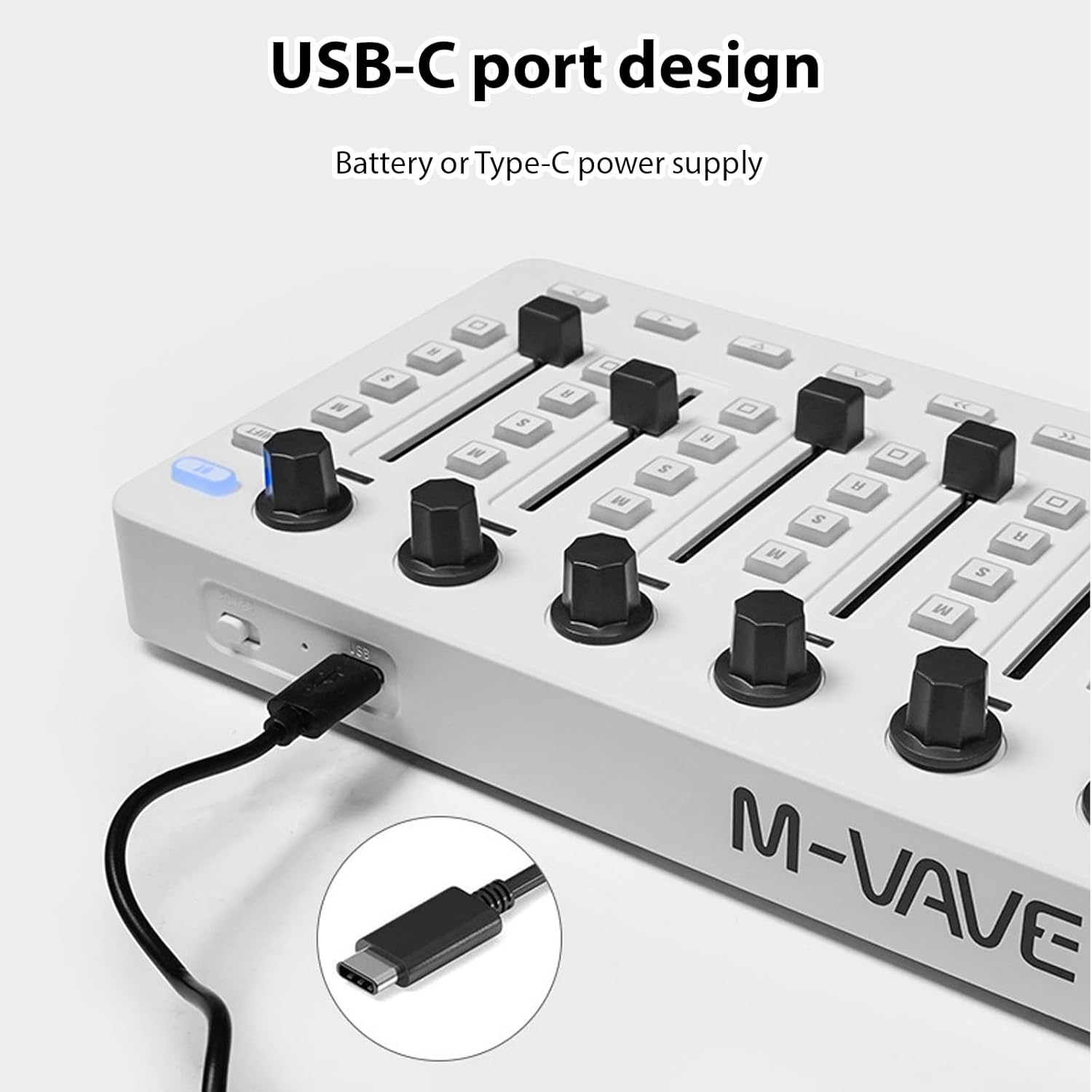 MIDI Controlle Midi Mixer Midi Foot Controller USB MIDI Controller Mixer with 43 Buttons 8 Knobs 8 Push Buttons BT Connection Battery/Type-C Power Supply Mini Midi Keyboard