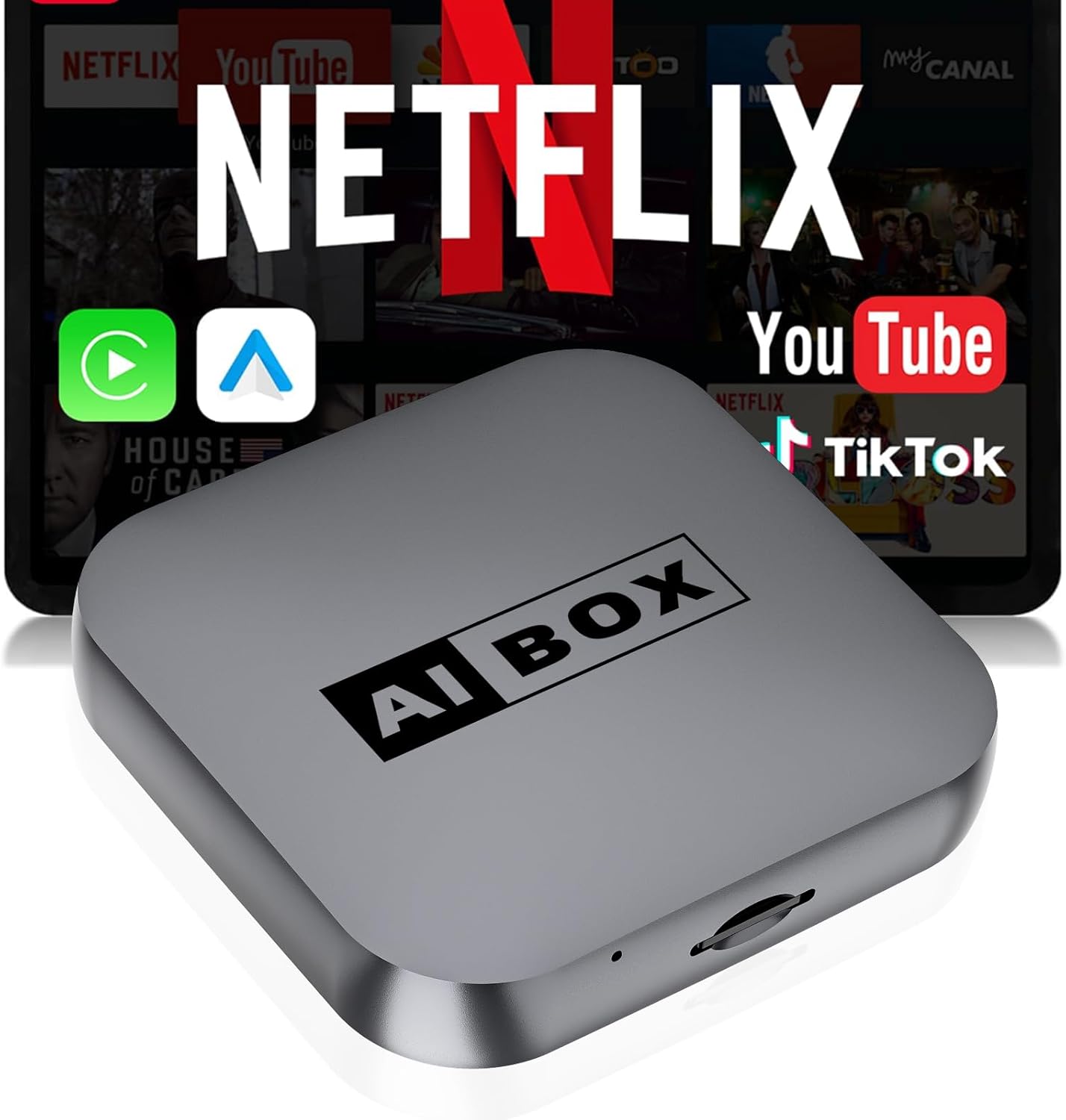 Wireless CarPlay/Android Auto Adapter with Netflix & YouTube, Upgraded Car Play Wireless Adapter for iPhone 8+& Android 11.0+, Plug & Play Dongle for Car, Smart AI Box Only for Cars with Wired CarPlay