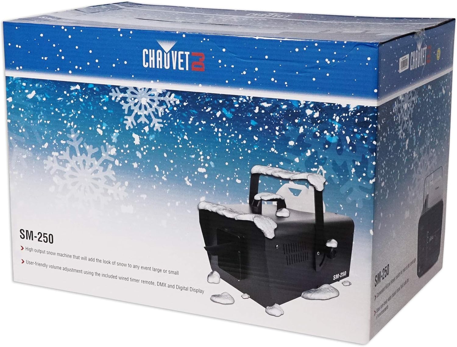 Chauvet DJ SM 250 DMX Snow Machine w/Wired Timer Remote SM250+(2) Gallons Fluid