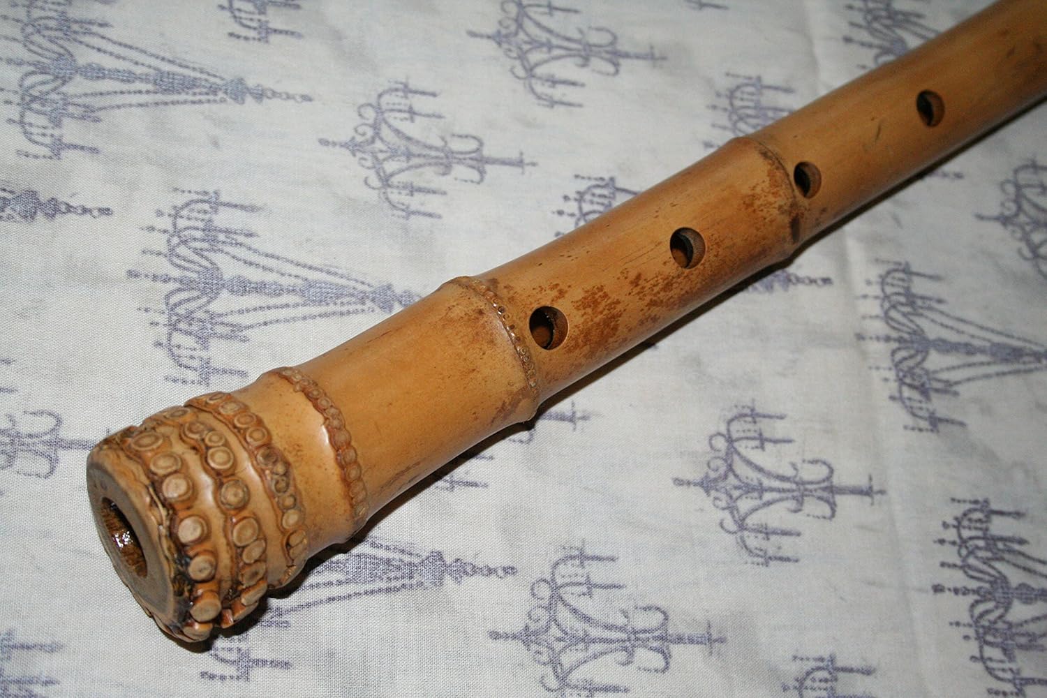 1.6 Pentatonic 5 Holes Shakuhachi Bamboo Flute w. Root end & Natural Edge-Cut Mouthpiece