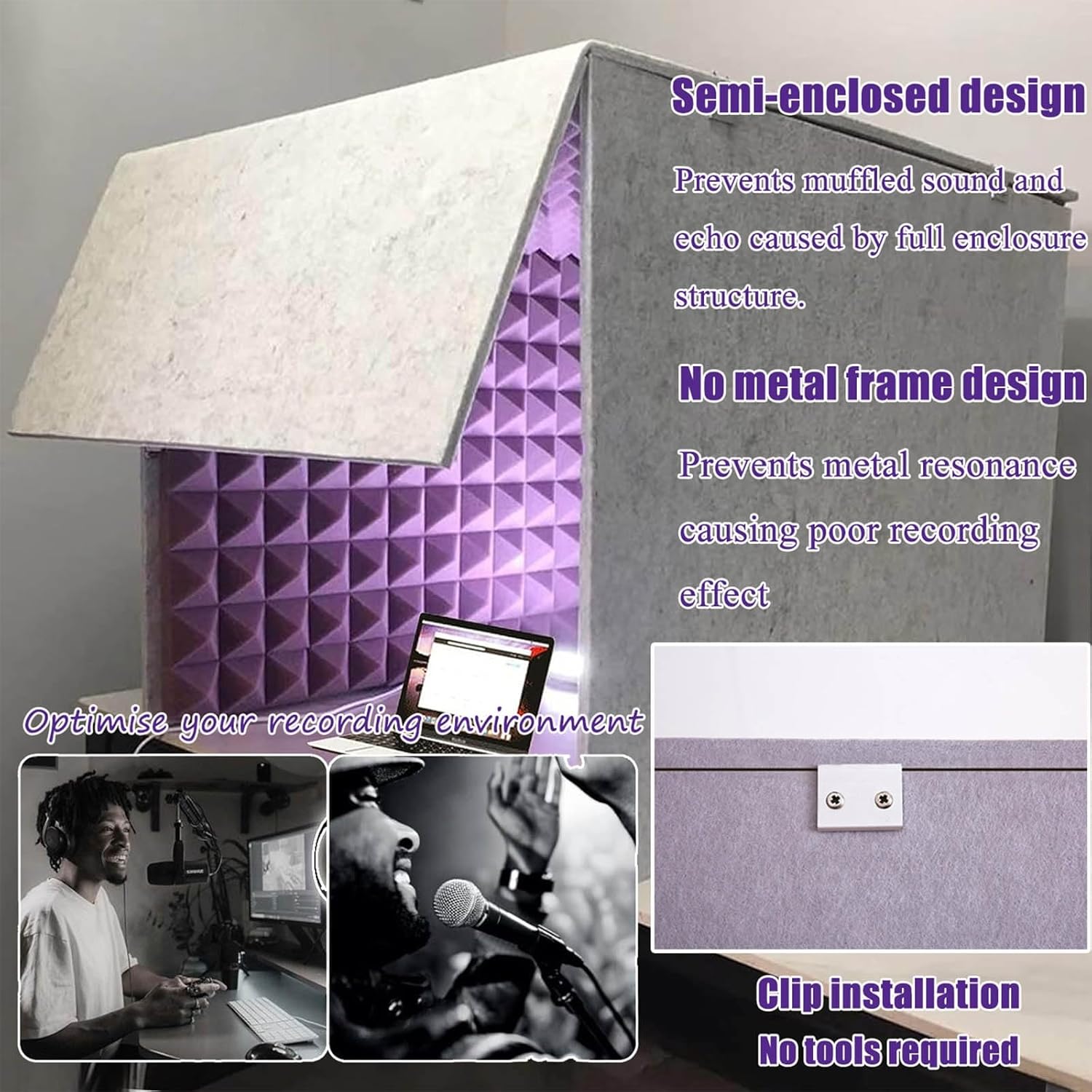 Soundproof Booth Portable Recording Booth Home Studio Booth Desktop Soundproof Cover Simple Isolation Shield Vocal Absorbing Shield Microphone Isolation Shield (Yellow 80 *