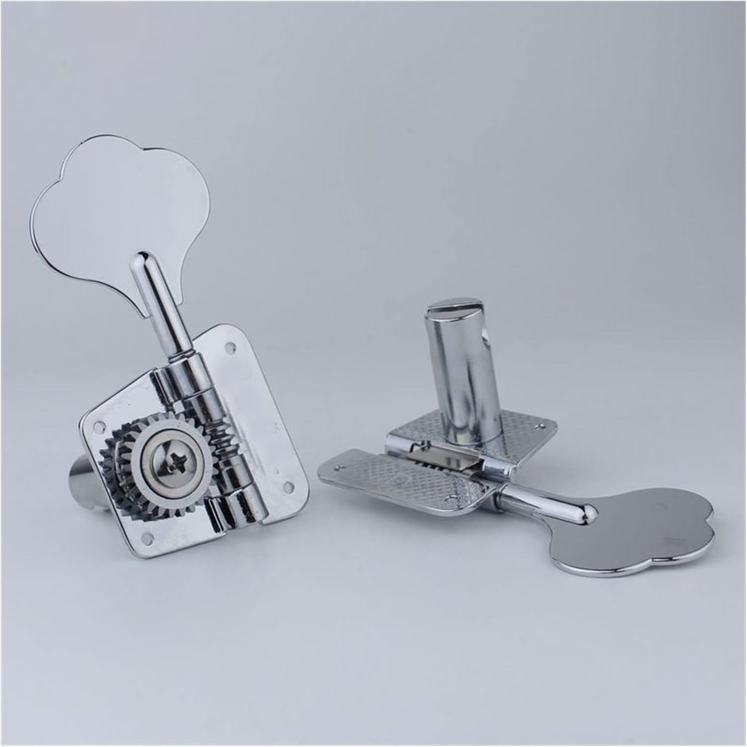 Open Frame Electric Bass Machine Heads Tuning Peg Gear Ratio 1:26 Chrome Silver for Bass Guitar Machine Head Tuners (Color : 2R2L)