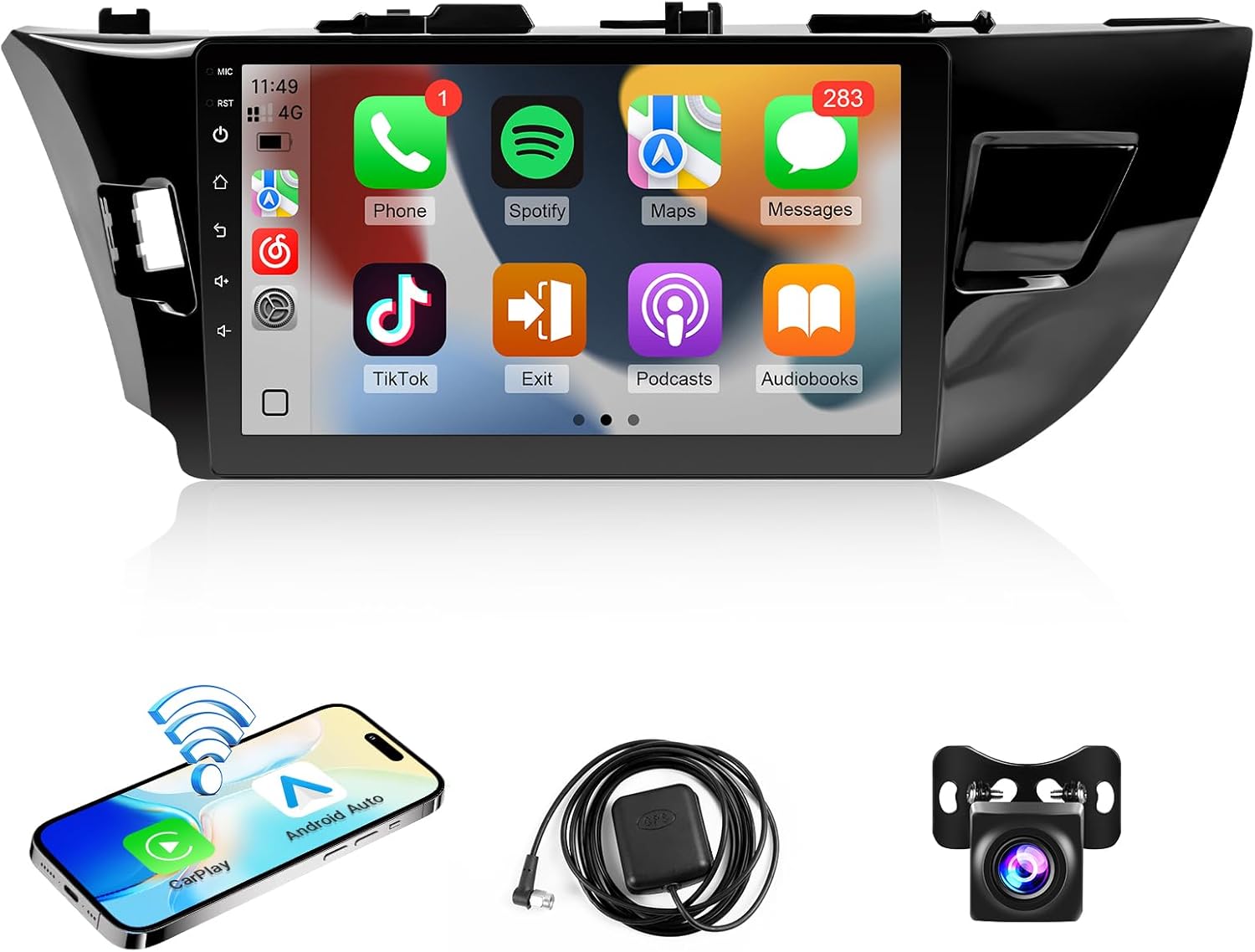 Leadfan Android Car Radio for Toyota Corolla 2013 2014 2015 2016 with Wireless CarPlay Android Auto, 10.1 inch IPS Touch Screen for Corolla Car Stereo with Bluetooth GPS Navigation WiFi SWC 2+32G