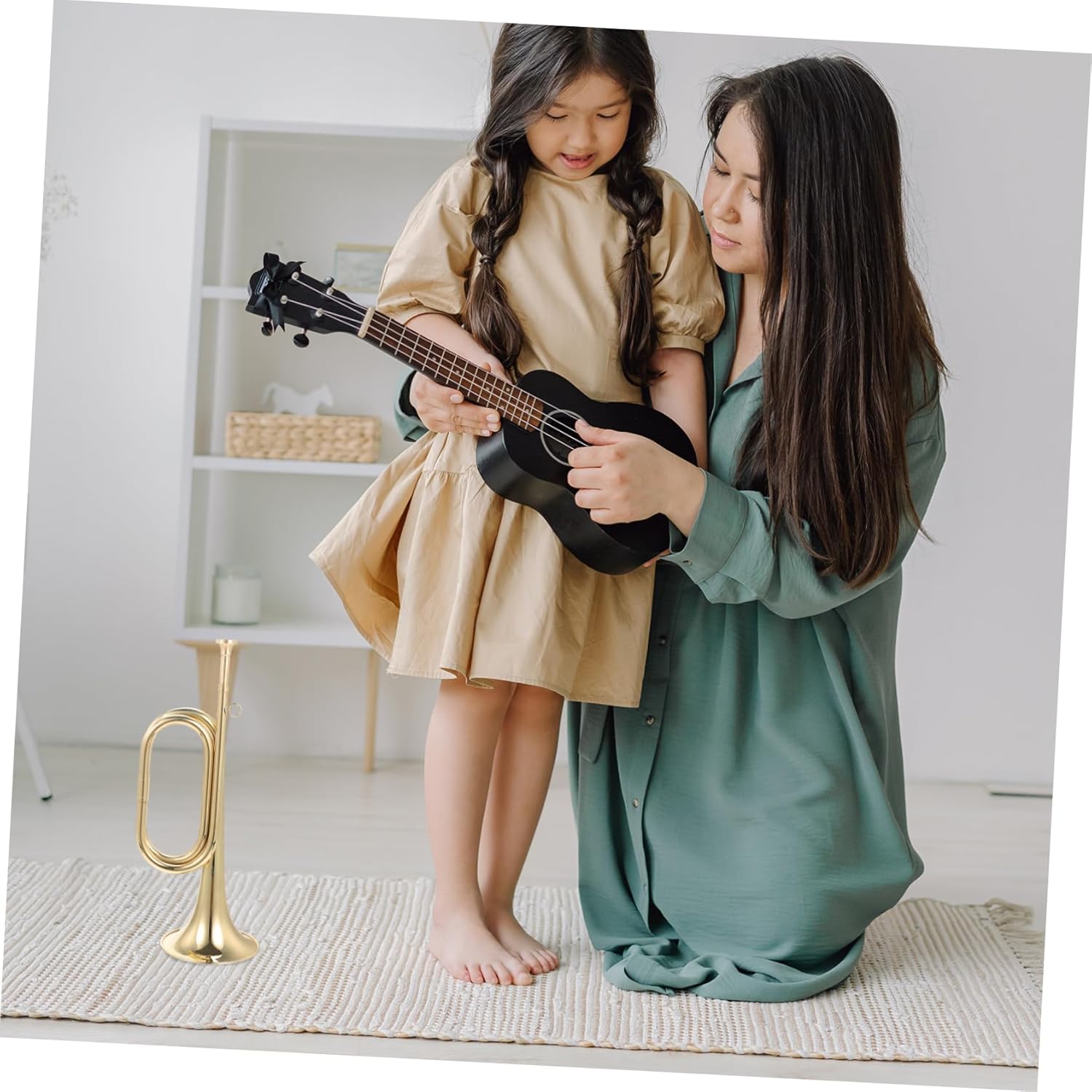 2pcs Golden Bugle Horn Wind Instrument for School Band Music Instrument