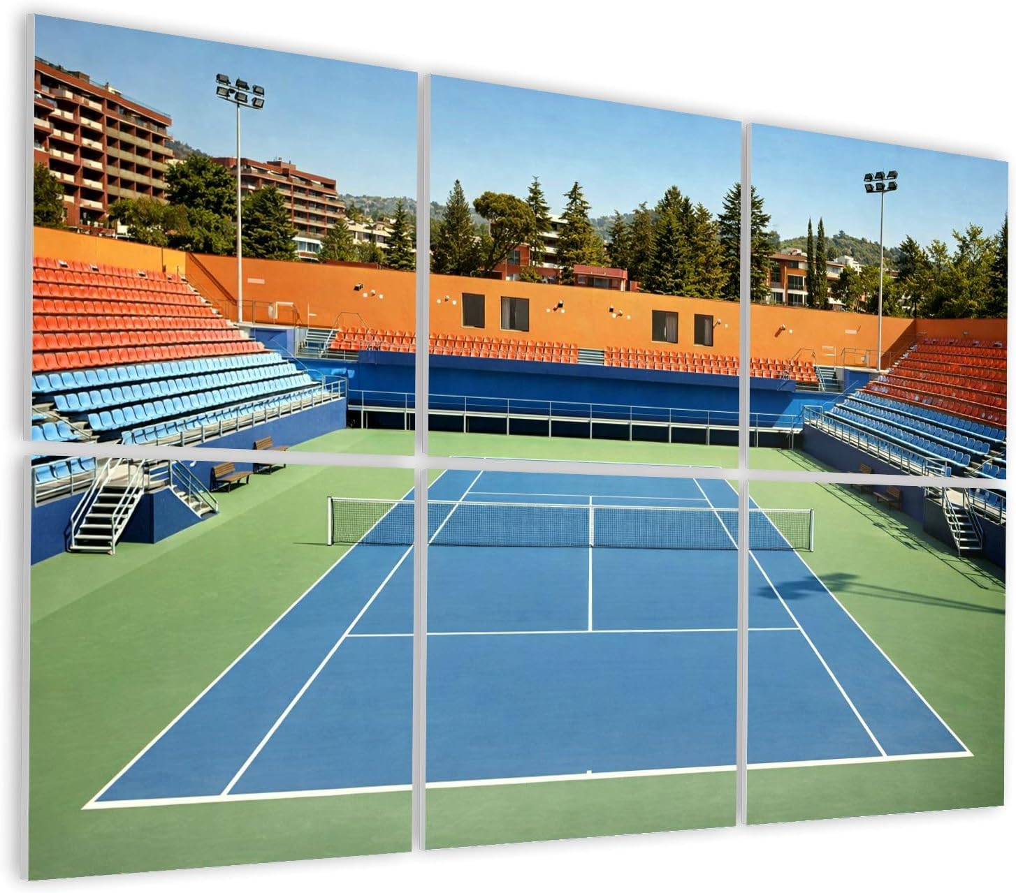 6 Pack Art Acoustic Panels Self Adhesive Tennis hard court Decorative Soundproof Wall Panels Sound Absorbing Panel 48