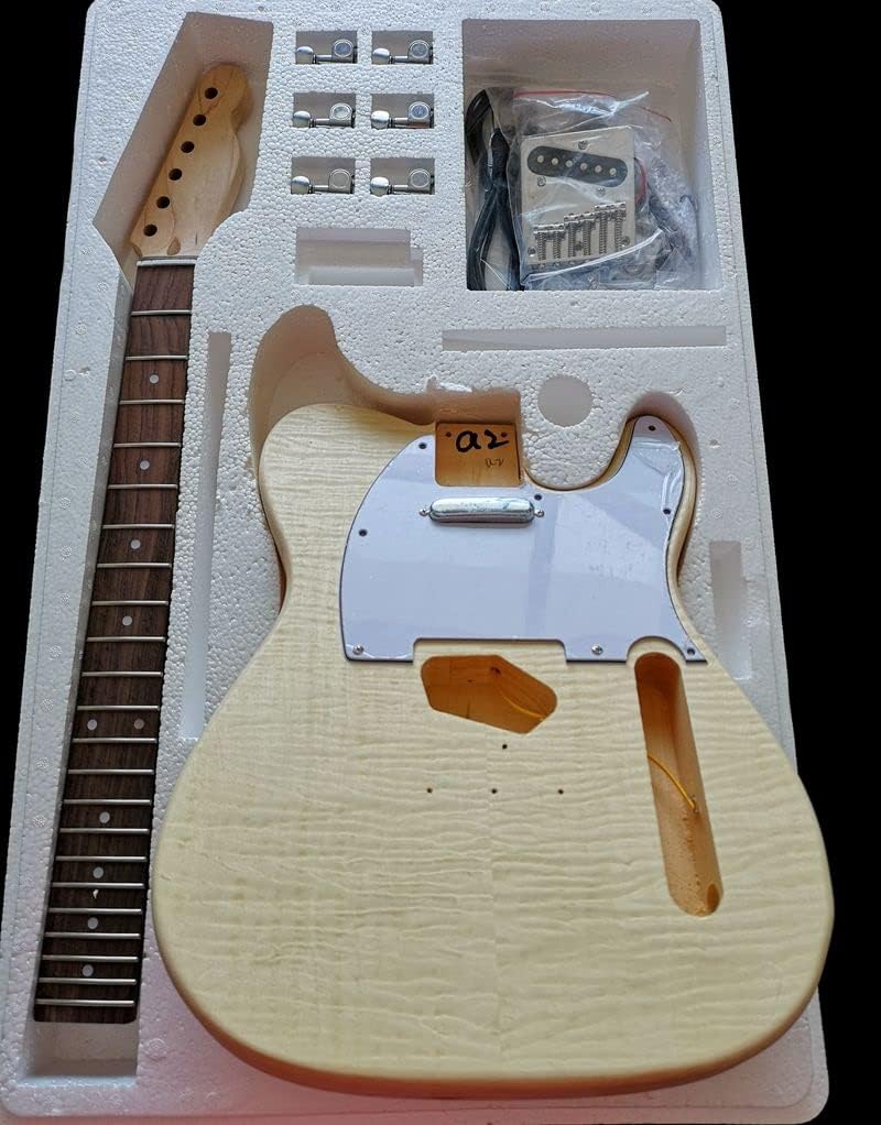 Maple Tiger Pattern Maple Electric Guitar Basswood Body Neck Rosewood Fingerboard DIY Combination Unfinished Guitar Body (Color : 2)