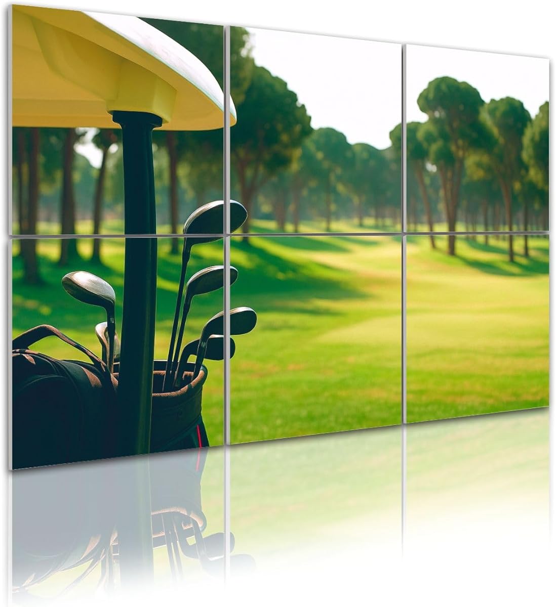 6 Pack Art Acoustic Panels Self Adhesive Set Clubs Bags Back cart Beautiful Course Pines 48