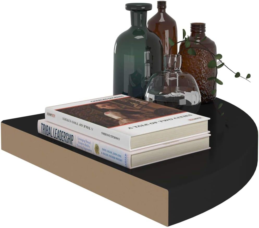 Wall Corner Shelves,Wall Mount Corner Shelf,Wall Mounted Display Shelf,Floating Storage Shelf for Kitchen, Bathroom, Living Room,Floating Corner Shelves 2 pcs Black 13.8