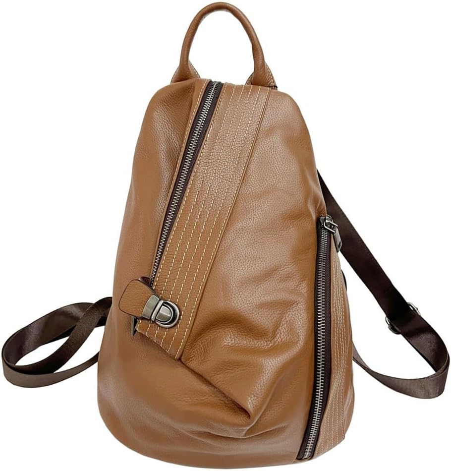 Genuine Leather Shoulder Bag Women's Black Layer Cowhide Backpack Zipper Buckle Anti-theft