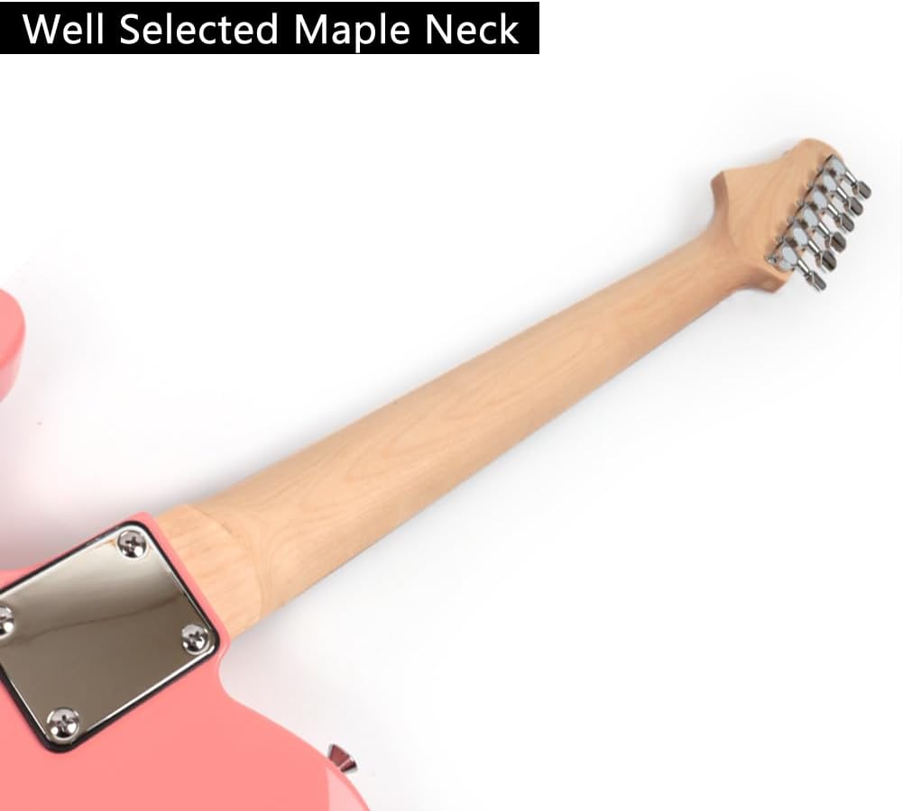 Fojill 39 Inch Electric Guitar Phoenix Body Maple Neck Rosewood Fretboard With Gig Bag (Baswood Body Pink)