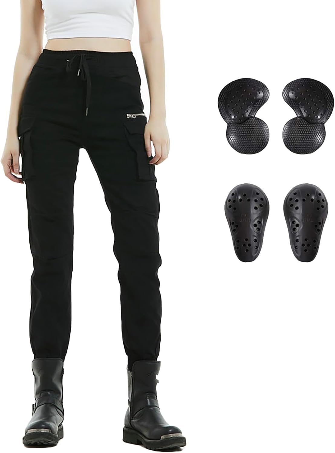 LOMENG Motorcycle Racing Pants Motobike Cycling Jeans All Seasons with CE Knee Hip Removable Armored for Women