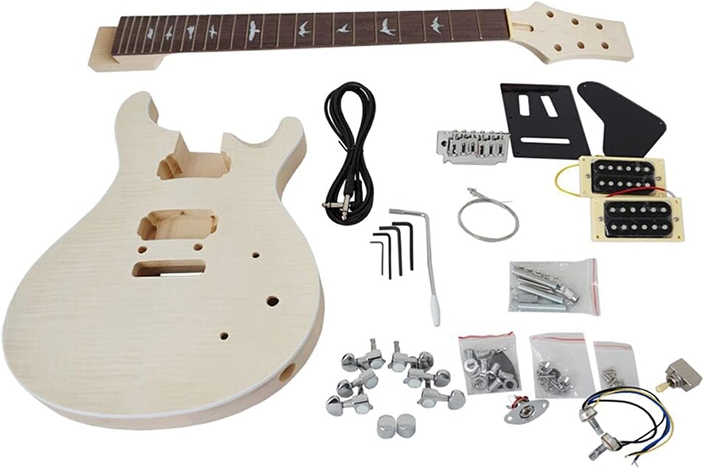 Unfinished Guitar Kit Unfinished DIY PRS Electric Guitar Kits Basswood Body Musical Instrument Guitar with All Hardwares Handmade ​Guitar Body (Color : EK010)