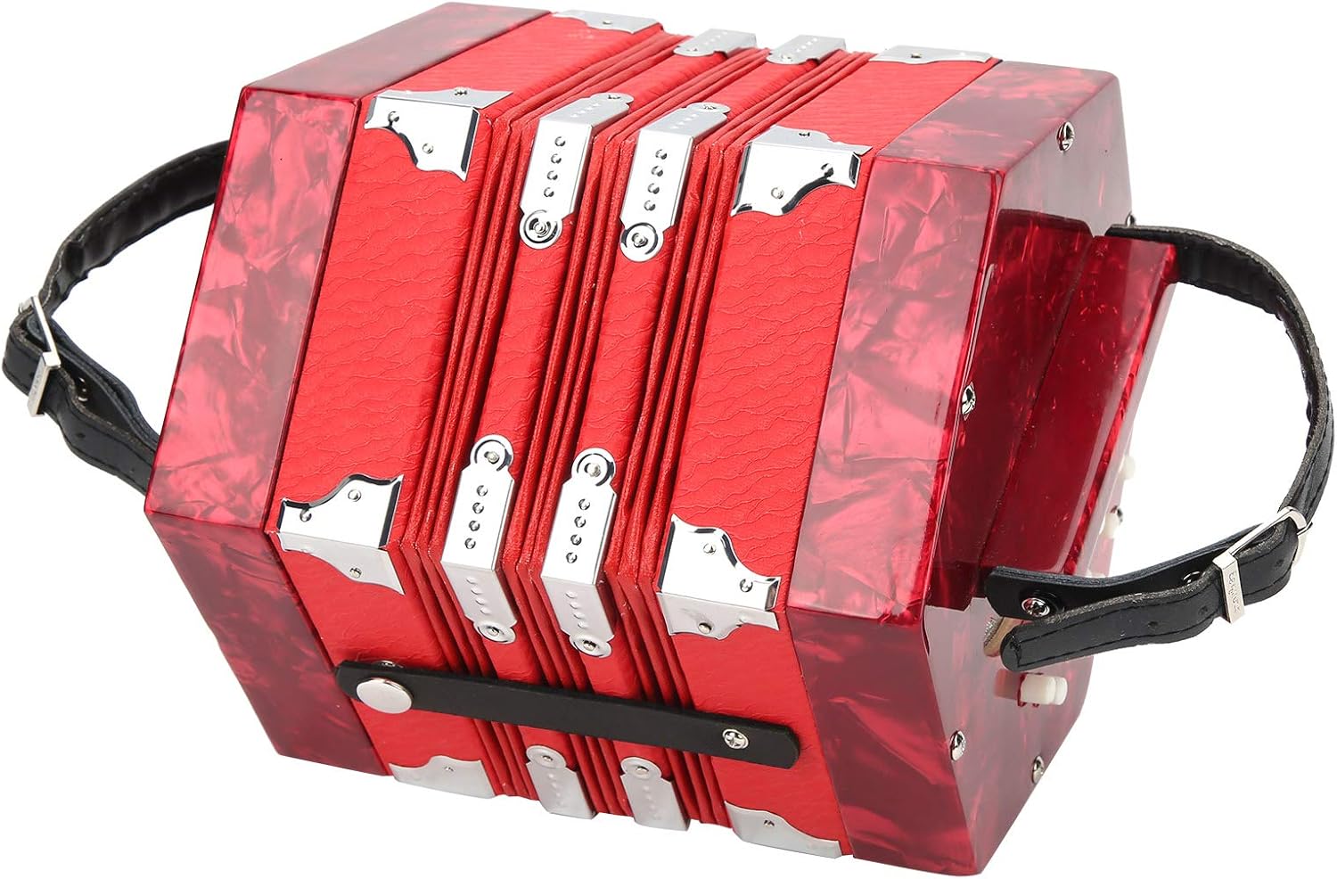 Portable Concertina Accordion for Adults and Children, Red, Beautiful Appearance, Ergonomic Design