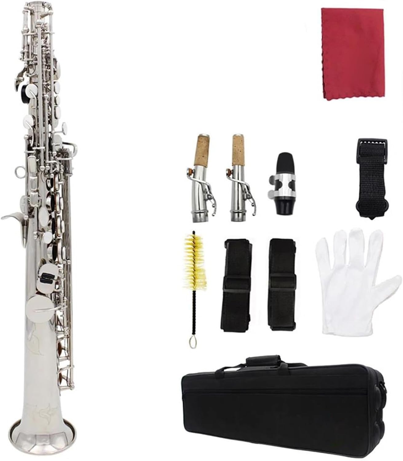 Beginner saxophone Soprano Saxophone Silver Brass Sax Bb B Flat Saxofon Woodwind Musical Instrument With Bag Saxophone Accessories