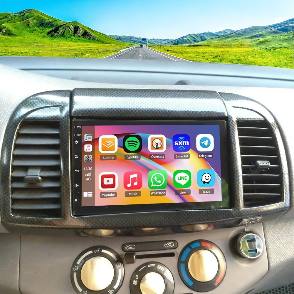 8+256G Double Din Radio Stereo for Nissan Micra/March 2002-2009 with Wireless Carplay & Android Auto,7 Inch Android 15 Car Audio Receiver GPS Navigation Unit with Bluetooth Head Unit WiFi SWC