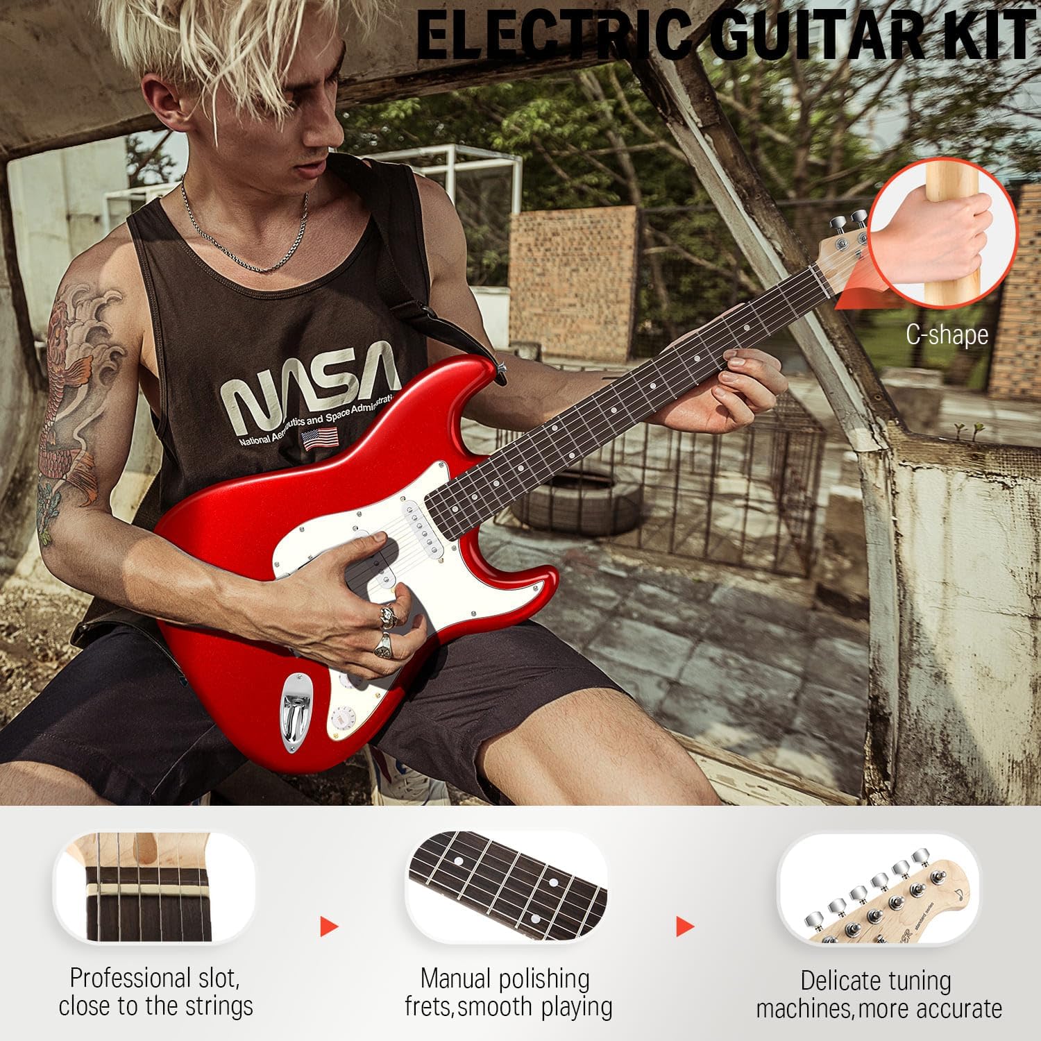 Donner 39-Inch Electric Guitar Starter Kit-Distortion Pedal