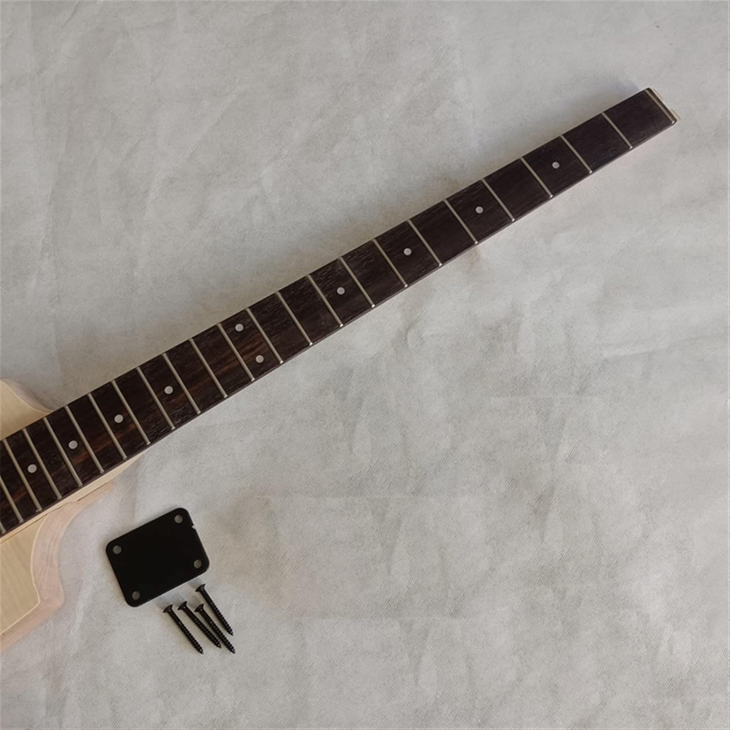 TSTS 4 String Unfinished Headless Electric Bass Guitar Kit Mahogany Wood Body Unfinished Electric Guitar Kit