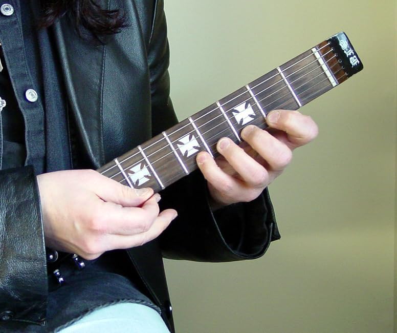 Practice Guitar Neck – Portable Silent Guitar Trainer for Fingering, Warm-Ups & Muscle Memory | Real Frets, Compact Design – Ideal for Travel, Touring & Students Model SN7-BK-CH - BLACK