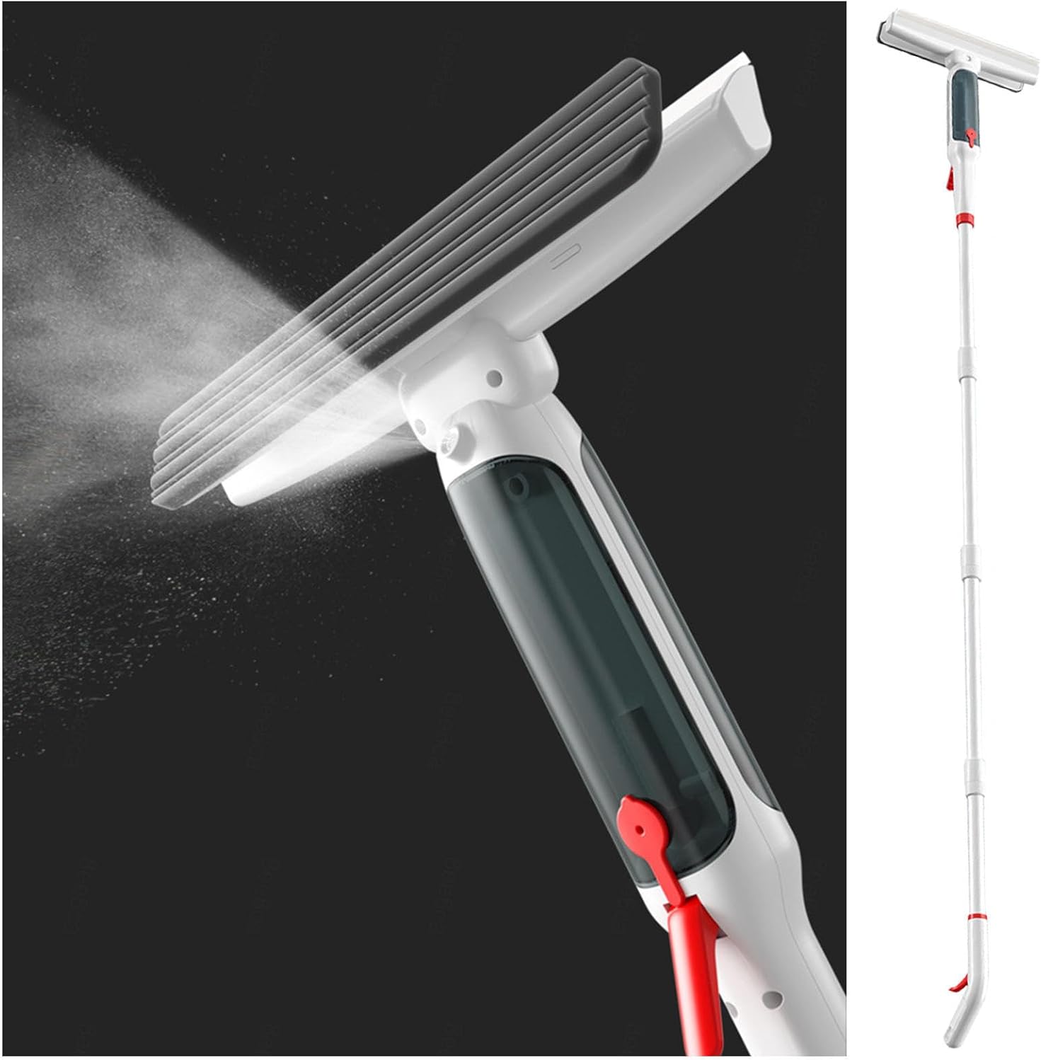 75'' Spray Window Cleaning Kit with 4-Section Extension Pole, 4 in 1 Window Washing Squeegee Window Washing Kit with Sewage Collector and 5 Pads