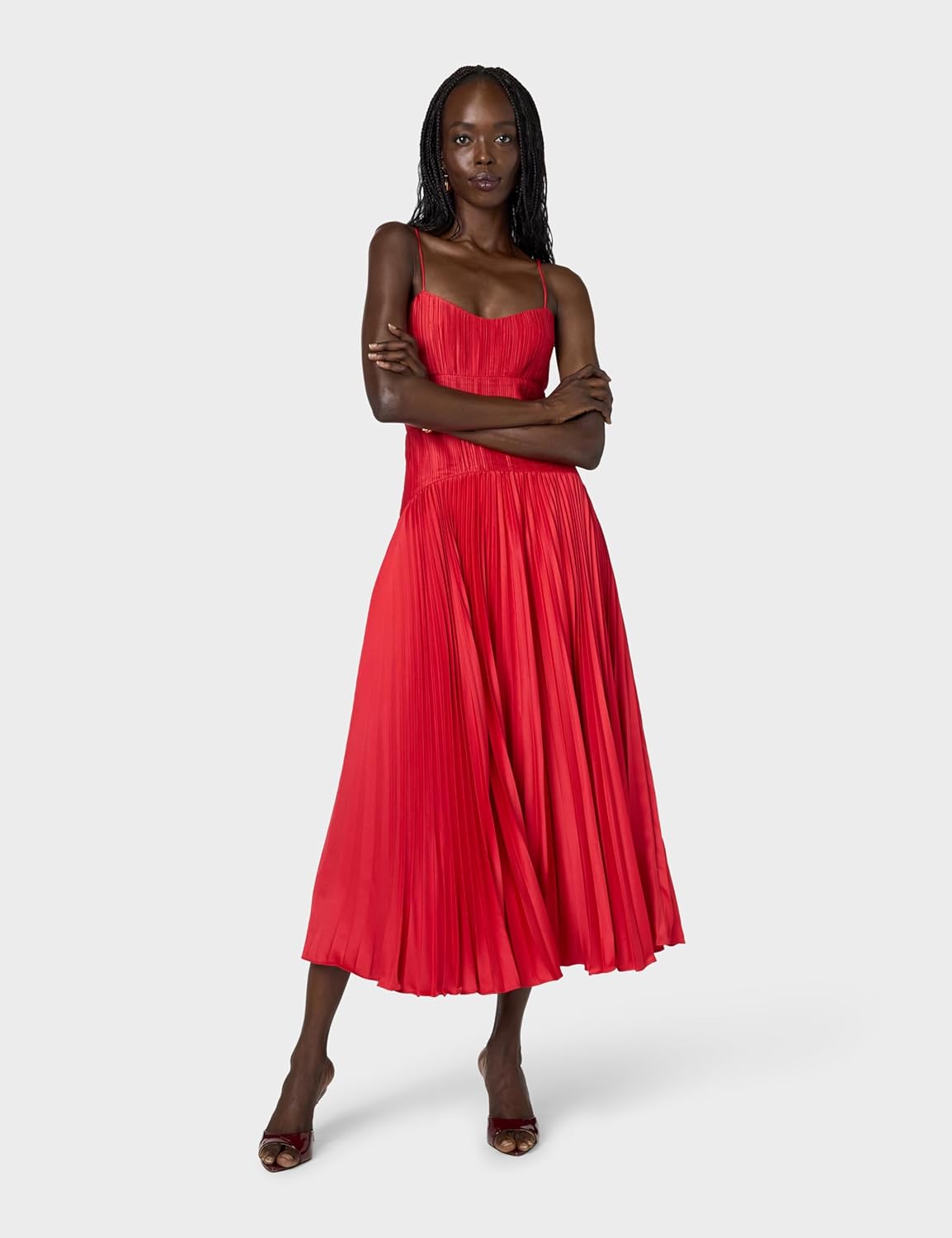 Amur Womens Cherry Drop Waist Midi Dress