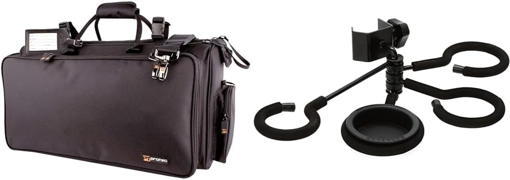 Protec Triple Horn Gig Bag Bundle with Removable Mute Bag, Model C248 & Hercules 4-Mute Holder
