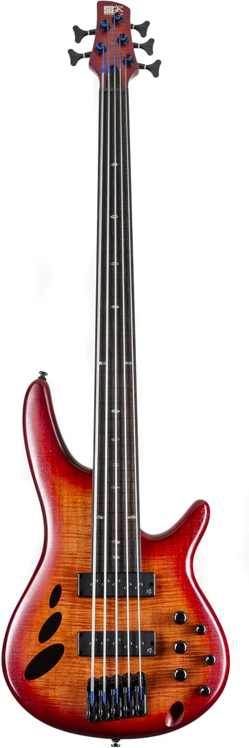 Ibanez SR Bass Workshop Fretless 5-string Electric Bass - Brown Topaz Burst Low Gloss