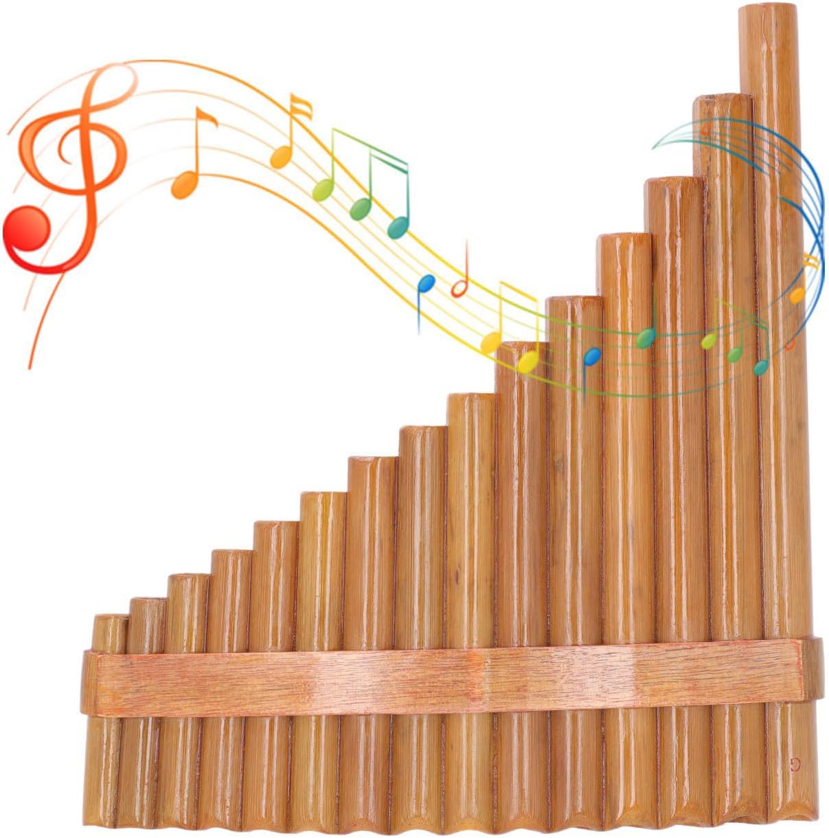 Alomejor Pan Flute, 15 Bamboo Pipes for Rich Sound, Bamboo Musical Instrument, Right-Hand Design with Accessories, for performers, beginners, stage pe