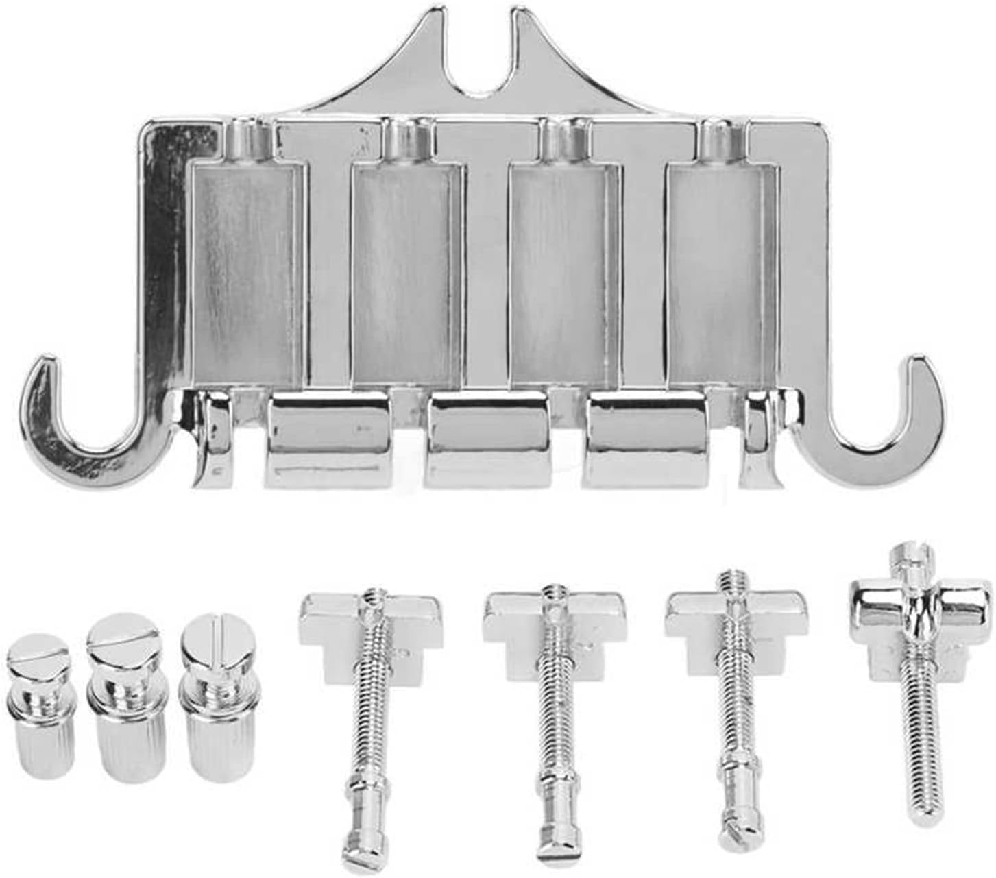 Electric Bass Bridge 4 String Bridge Tailpieces Guitar Replacement Parts with Screws Electric Guitar Bridge (Color : Silver)