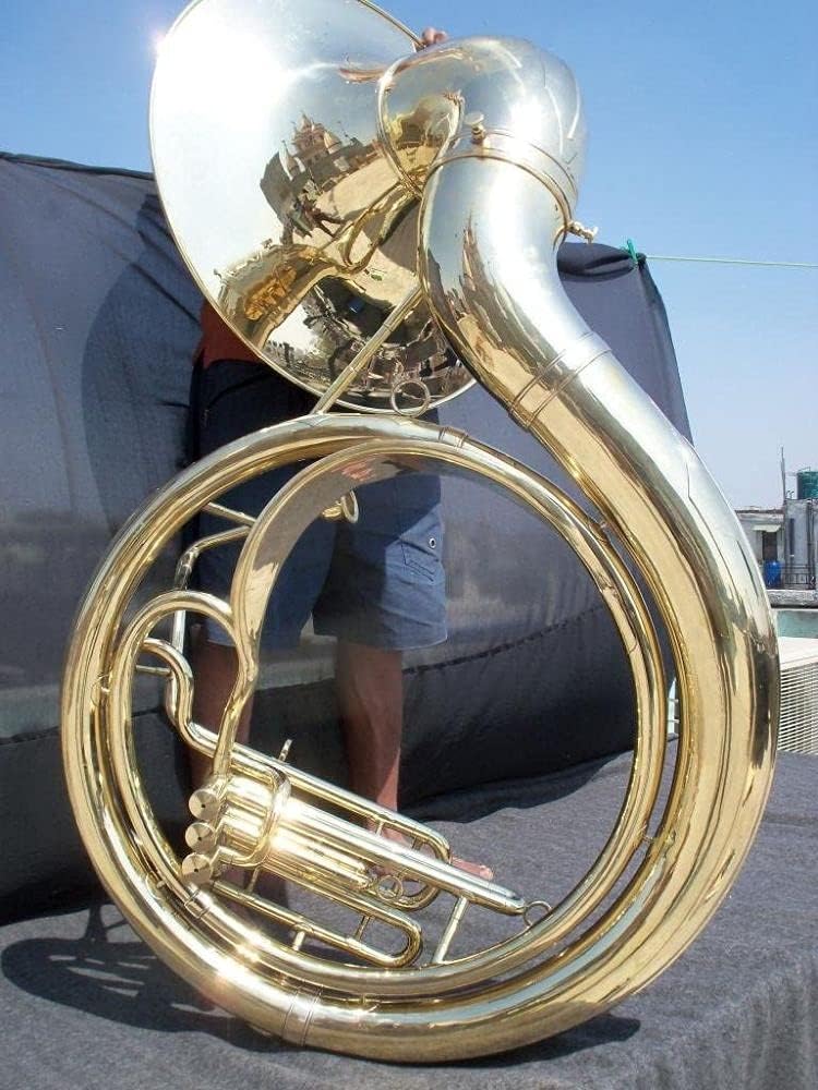 Jumbo 24-inch Bell Zweiss Superbrass BBb Sousaphone. Natural Unlacquered Brass.