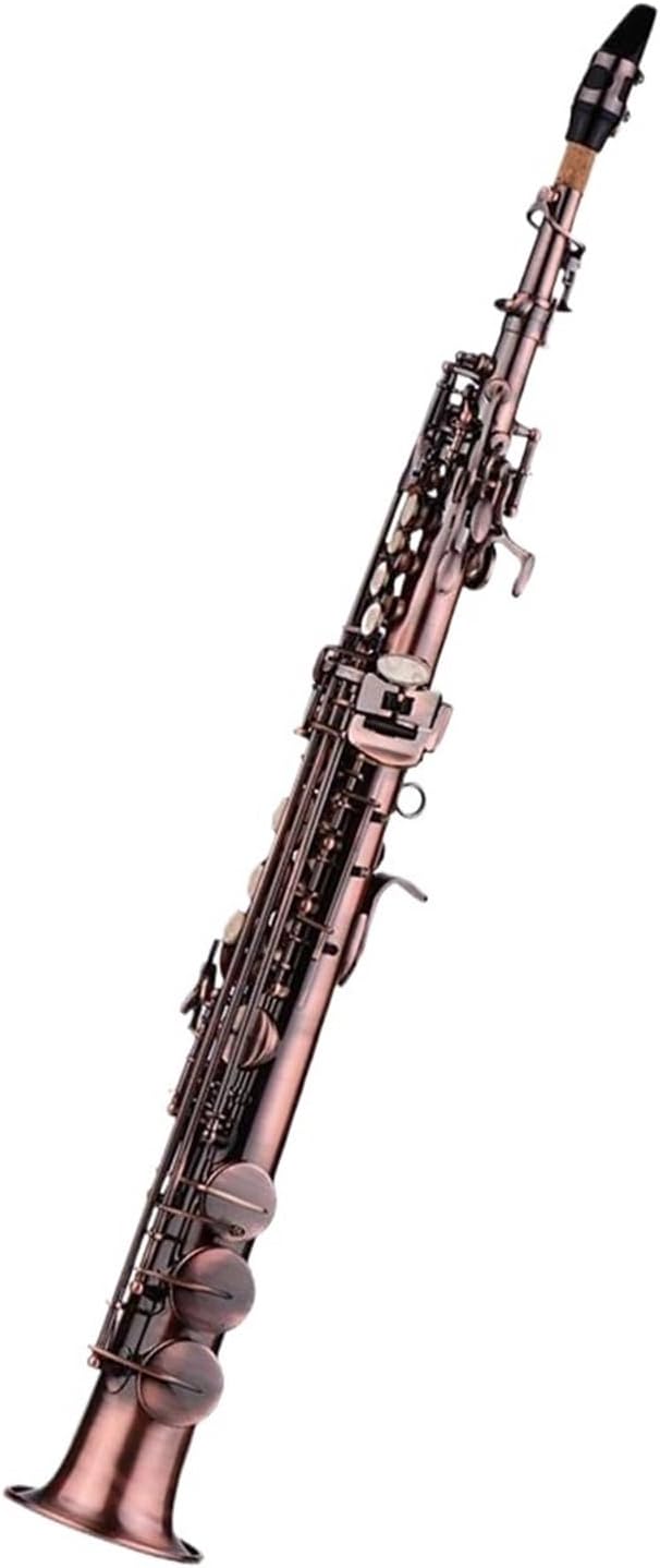 Straight Bb Treble Saxophone Sax Red Bronze Woodwind Instrument With Case Gloves Strap