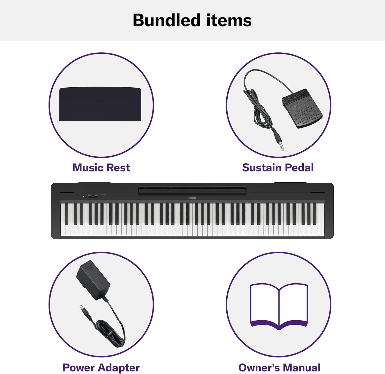 Yamaha Weighted Action 88-Key Digital Piano , Includes Power Adapter and Sustain Foot Switch