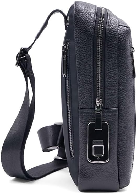 Welaso Fingerprint Lock Anti-Theft Leather Chest Bag Shoulder Bag Crossbody Bag