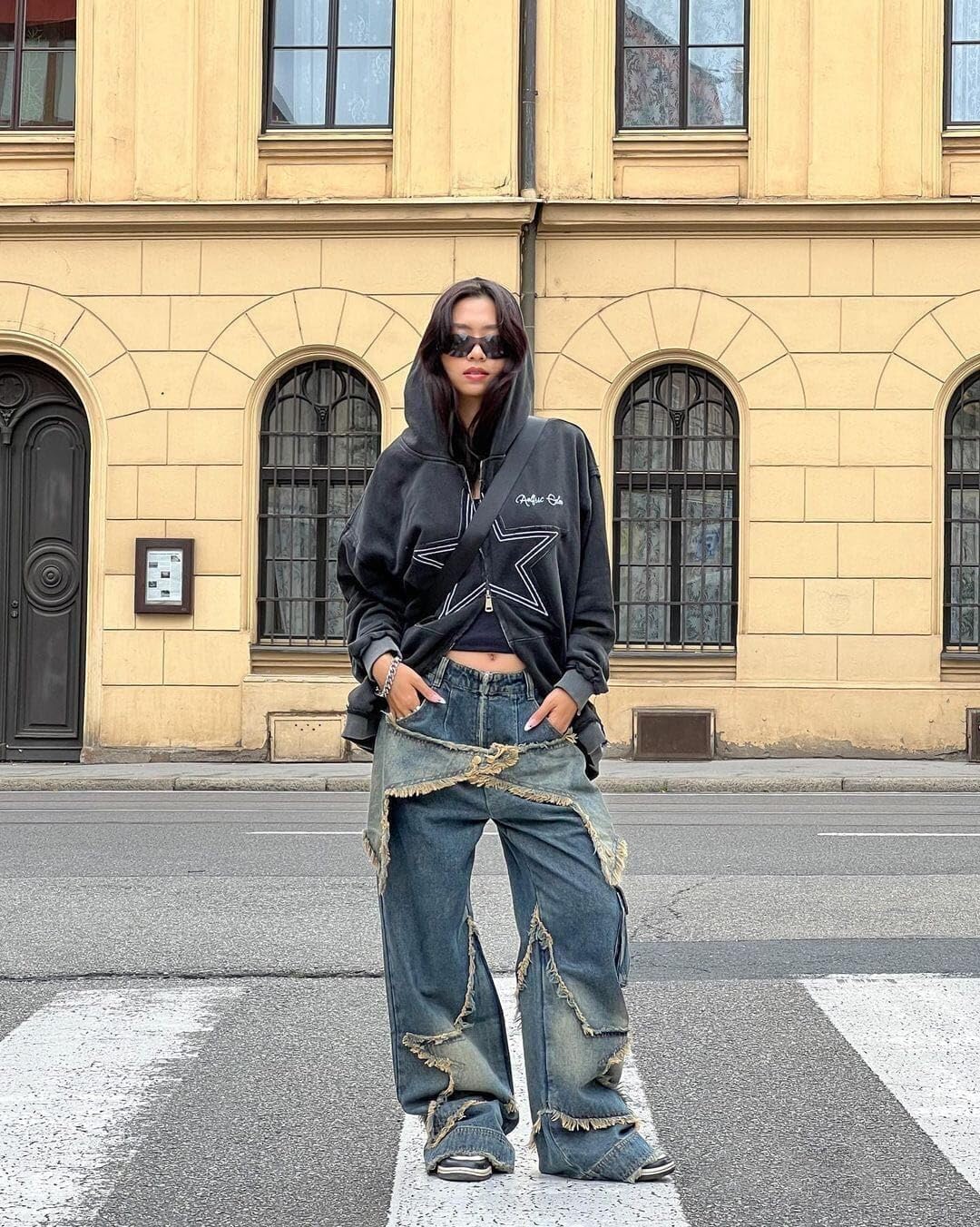 Aelfric Eden Star Zip Up Hoodie Vintage Washed Oversized Graphic Hoodies Streetwear Hooded Sweatshirts Jackets Unisex