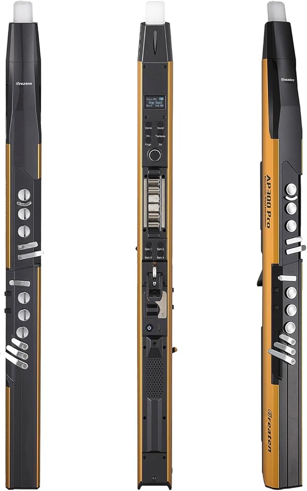 AP 300 Pro Electronic Wind Instrument with Bulit in OTG Recording and LCD Display Screen. 108 Global Tones Digital Saxophone with 6000Ah Battery and Bluetooth. (Golden)